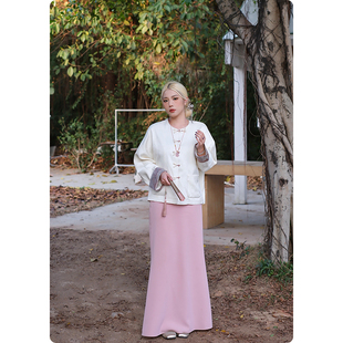 新款 心事 气质简约百搭高腰显瘦纯色半身裙 少女 糯米子