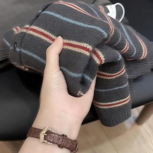 高级感穿搭漂亮上衣女装 条纹针织开衫 潮 新款 欧货重磅2025年秋冬季