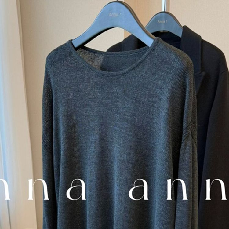 CHAO级推荐！黑灰色和纸纱针织罩衫2025年早秋软糯慵懒风长袖上衣