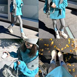 欧洲站时尚纯色中长款加绒卫衣女早秋新款chic极简廓版慵懒风上衣