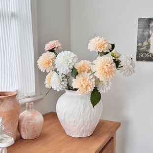 3头大丽花仿真花绢花假花暗香球菊花家居客厅装饰婚礼堂插花布置