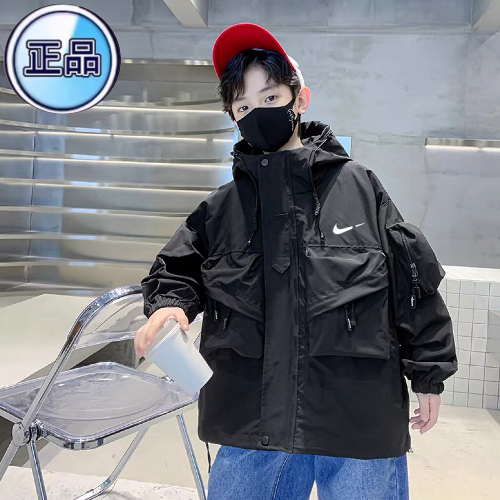 正品NK男童外套秋款2025新款儿童秋装男孩夹棉秋季加绒加厚冲锋衣