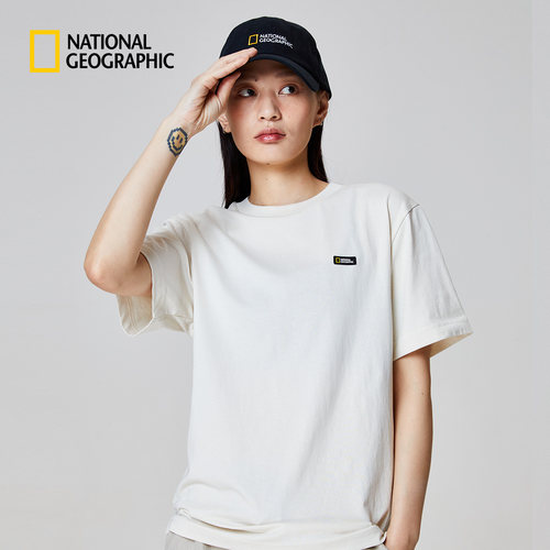 国家地理男女同款户外通勤简约基础款LOGO运动舒适短袖T恤上衣