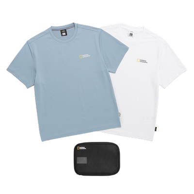国家地理户外休闲经典logo刺绣柔软简约圆领短袖T恤2件装多色可选