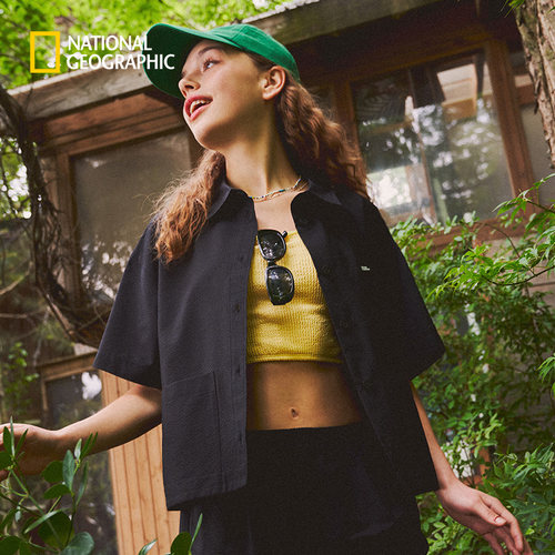 国家地理女款泡泡纱面料短裤