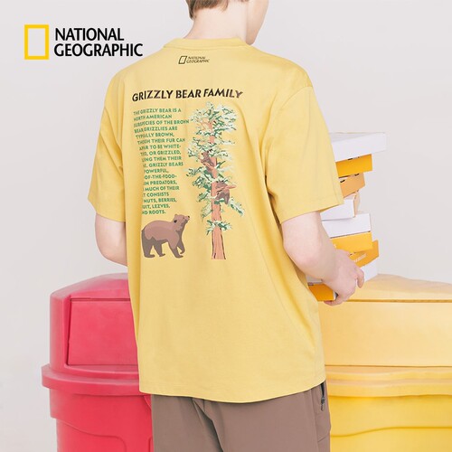 国家地理男女同款户外后背动物图案印花T恤品牌LOGO