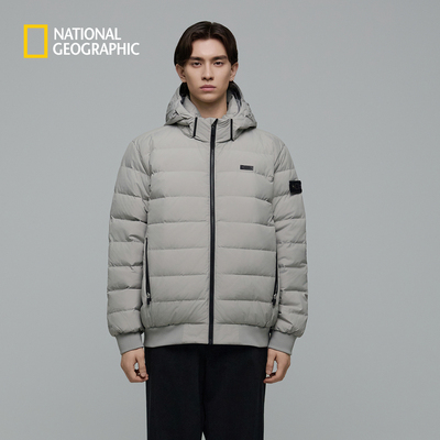 国家地理男女同款PERTEX户外轻薄保暖连帽鹅绒羽绒服排骨服外套