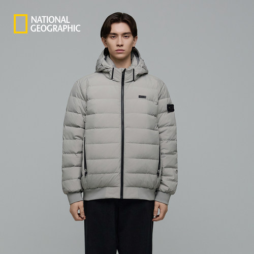 国家地理男女同款PERTEX户外轻薄保暖连帽鹅绒羽绒服排骨服外套