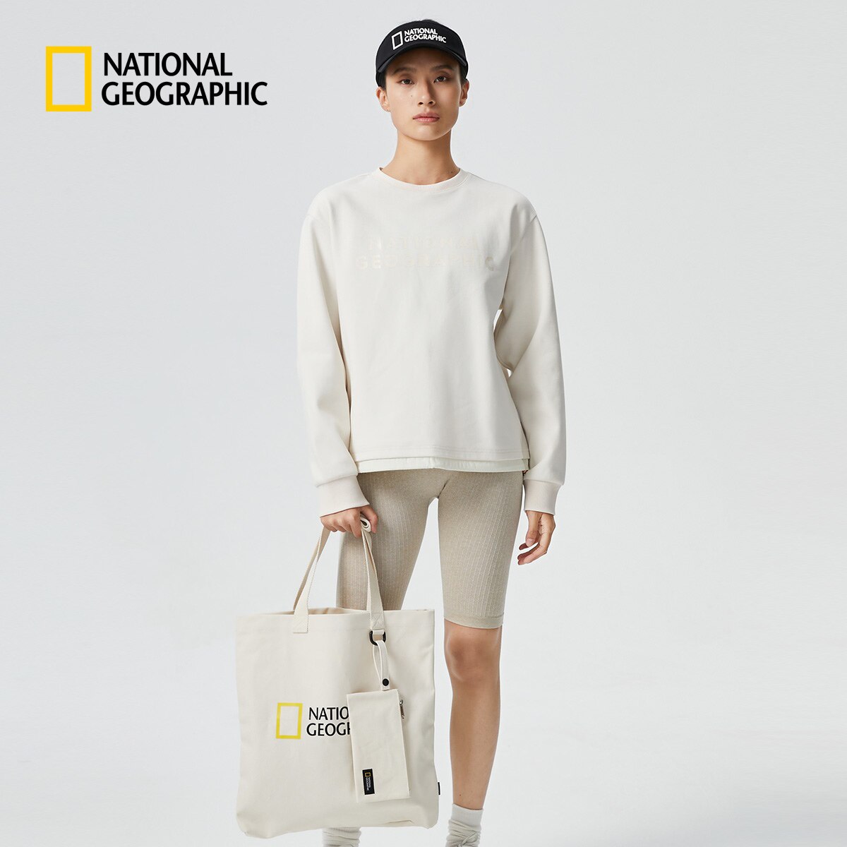 国家地理经典日常通勤大容量帆布包单肩包手提子母包