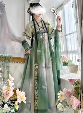 原创汉服【玉妍烟波】唐制齐胸破裙刺绣印花国风仙气日常显瘦学生