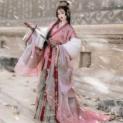 女冬季加绒加厚直裾马面裙套装