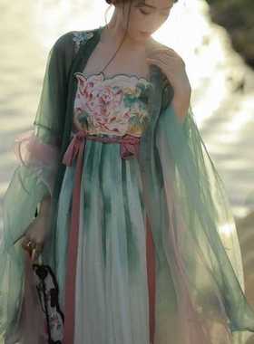 《风荷》新品原创汉服女绣花大袖衫唐制中国风齐胸诃子裙长裙春夏