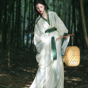 原创【青玉案】战国袍复原双层国风直裾印花清冷拖尾大放量汉服女