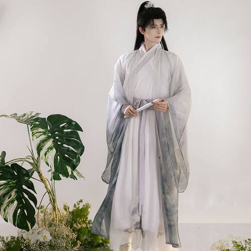 魏晋风水墨印染仙侠气道袍男女款