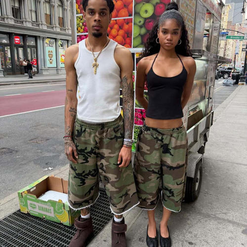 欧美跨境迷彩美式复古街头宽松休闲短裤Men's camouflage shorts