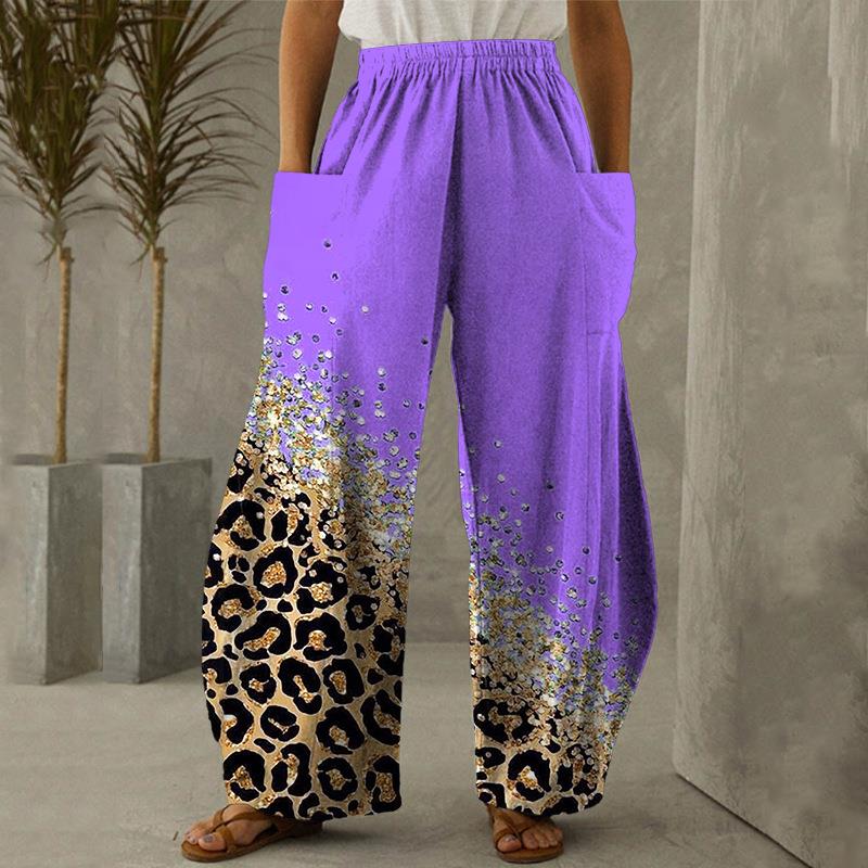 fashion trousers loose print soft loose pockets bottoms