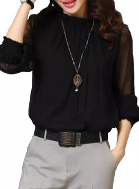 Ruffle Shirt Large Small Collar Fashion Sleeve Chiffon Size