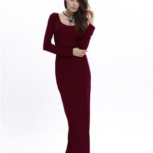 sexy solid lady turtleneck long empire dresses polyester