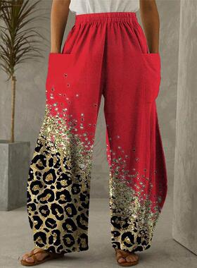 womens slim elastic waistband with slanted pockets wide