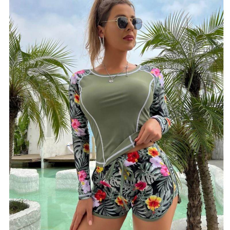 digital split sun surfing suit sleeve boxer women long