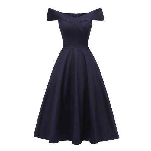 Slim waist off-shoulder dress evening gown