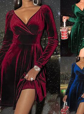 for evening women autumn sexy dress vestidos velvet winter
