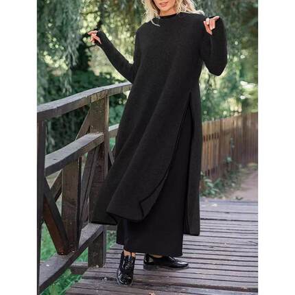 pullover bottomed long thin knee the over loose winter