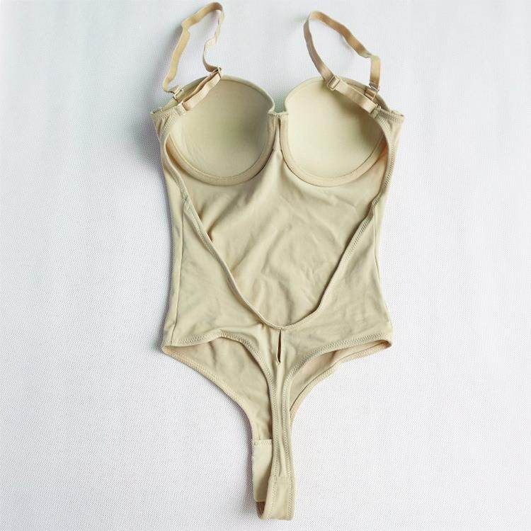 Womens backless bra tummy control one-piece body shaper