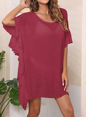 bikini color Womens clothing coverup loose ruffled womens