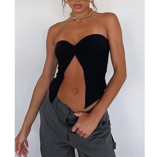 lamuusaa strapless tube women twist knot off shoulder