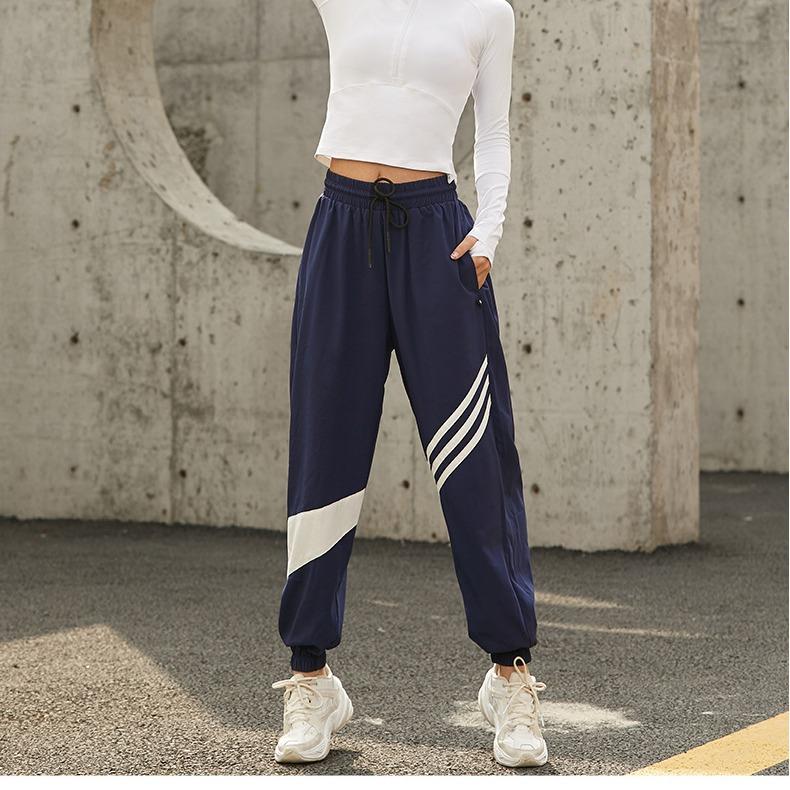 trousers fitness running trousers cuff waist high pants
