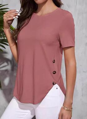 top fashion neck swallowtail sleeve round women T-shirt