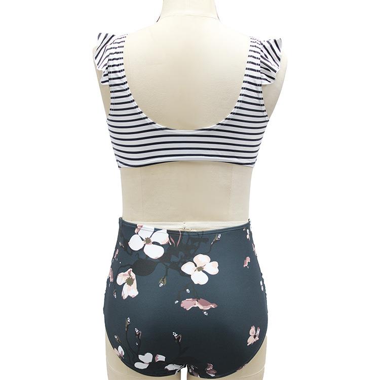 swimsuit high fashion waist striped seaside bikini swimsuit