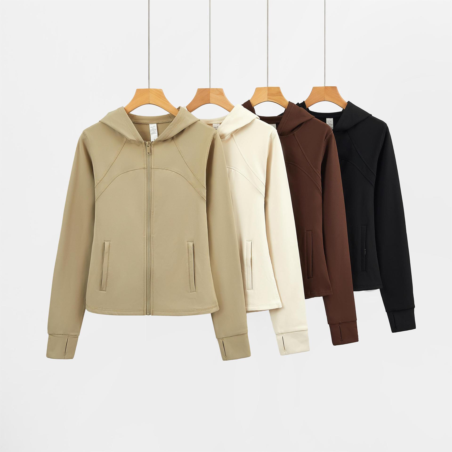 Yoga Fit Jacket Velvet Jacket Pocket Sleeve Slim Plus