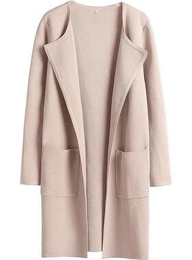 femme loose mid-length wool coat women warm outerwear new