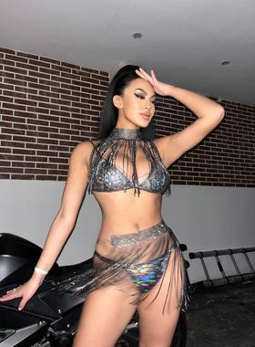 Splicing Sexy Sparkling Bandage Skirt Diamond Rhinestone