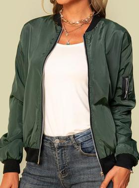 Women Jacket Outer Zipper Fashion Color Solid Women Jacket