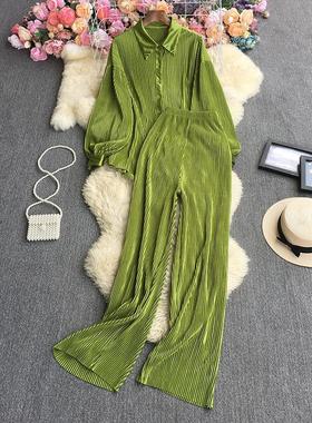 weight suit trousers elastic shirt pleated loose color