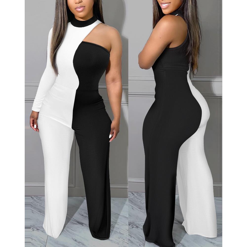 Black and white contrast patchwork tights