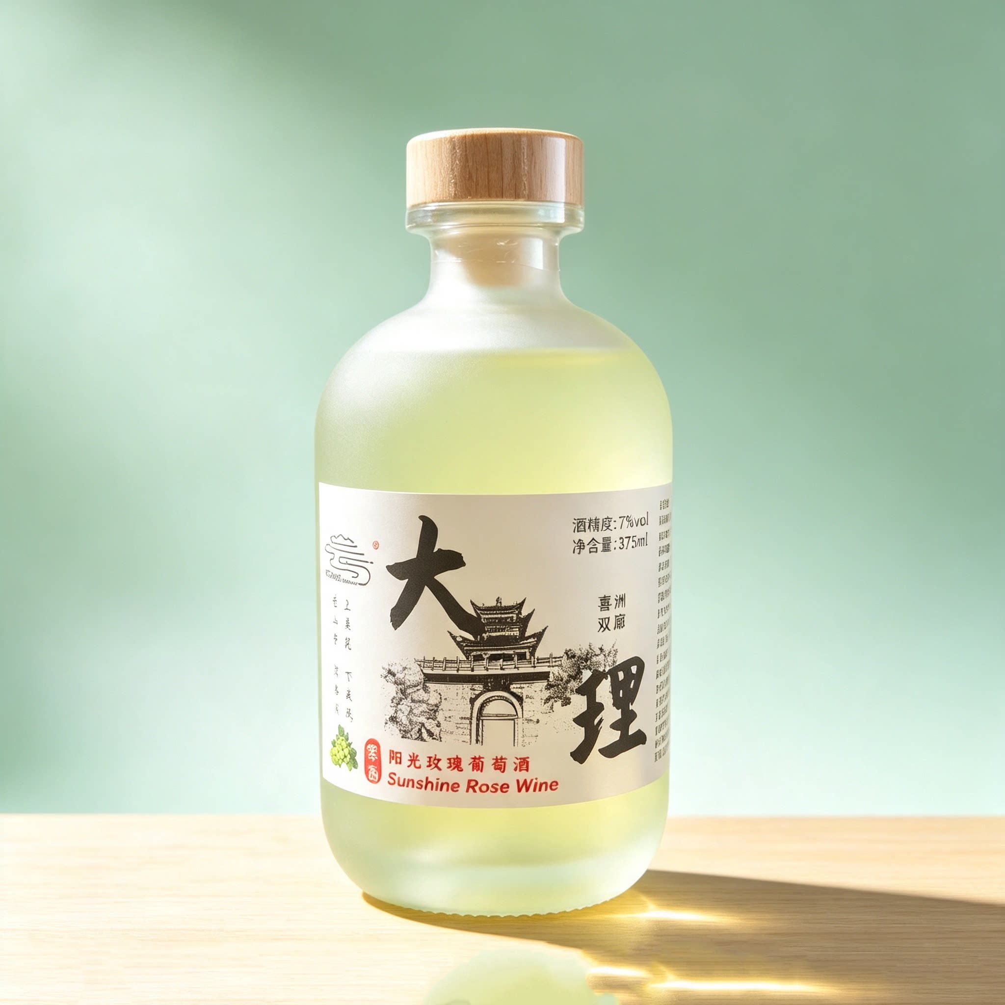 屹云云南大理阳光玫瑰葡萄酒375ml云南特产酒情人节低度7度微醺