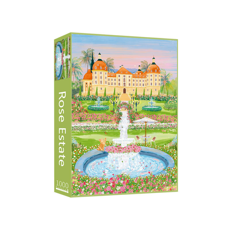 拼界乐图玫瑰庄园闪粉1000片背提示成人拼图益智解压欧美风礼物