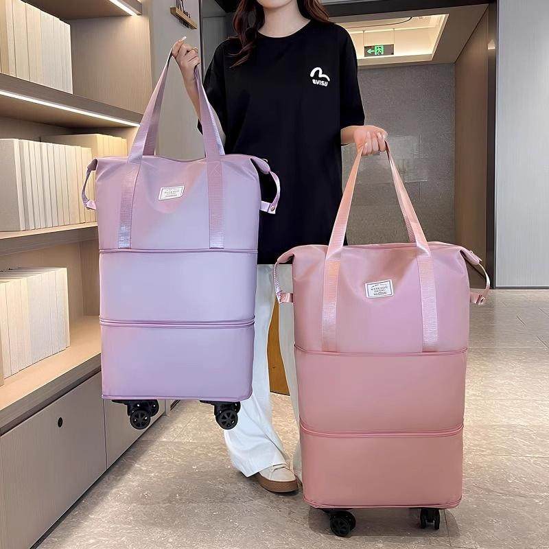 带滑轮购物轮子的旅行包女大容量轻便折叠拉杆行李包万向轮行李袋