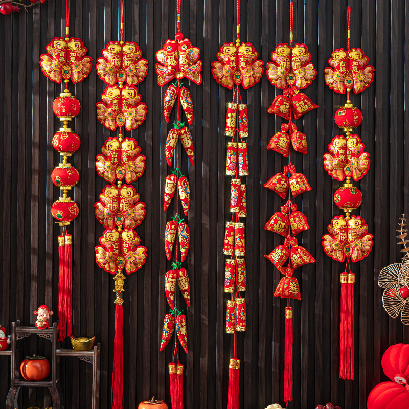 2026新年装饰春节马年辣椒串挂饰过年氛围布置用品贺年背景墙挂件