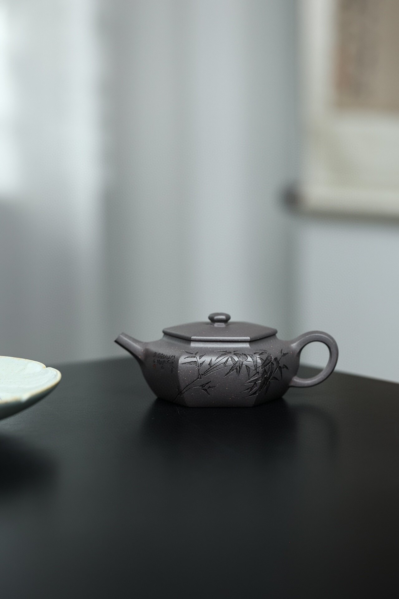 宜兴紫砂壶名家纯全手工茶具礼盒茶壶天青泥『六方桑扁』160cc7孔