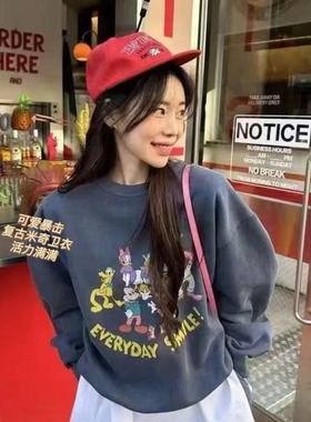 FAFA PRETTY 韩国卡通风三色经典百搭加绒厚卫衣超暖和