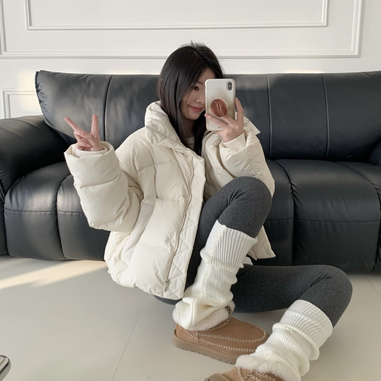 Lu*短款羽绒服马甲两穿大绒朵