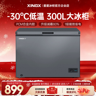 星星冰柜家用300/200升L商用大容量冷柜冷冻冷藏一级单温冰箱官方