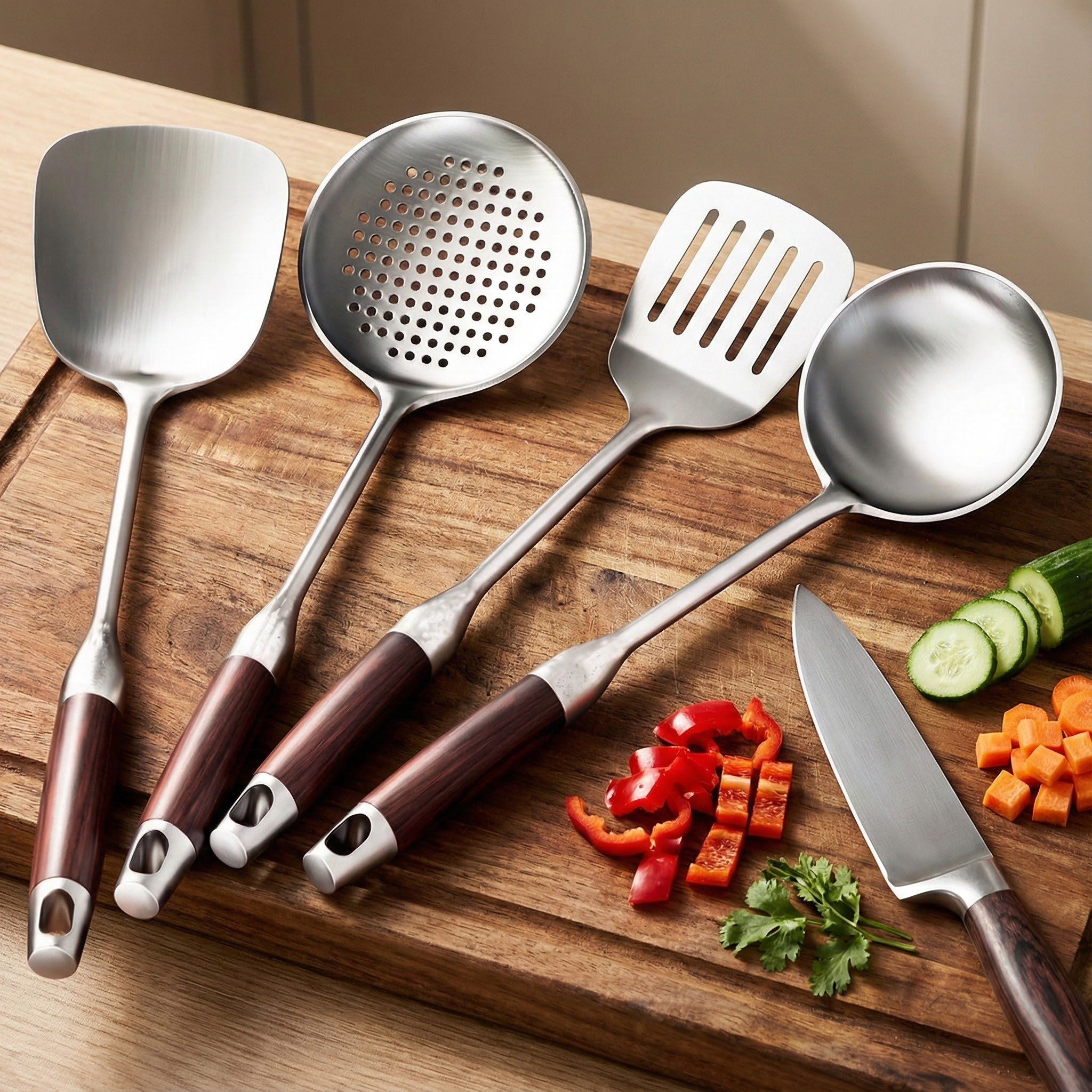 JUMILY不锈钢锅铲厨房用具套装家用炒菜汤勺炒勺煎铲子花椒漏勺饭