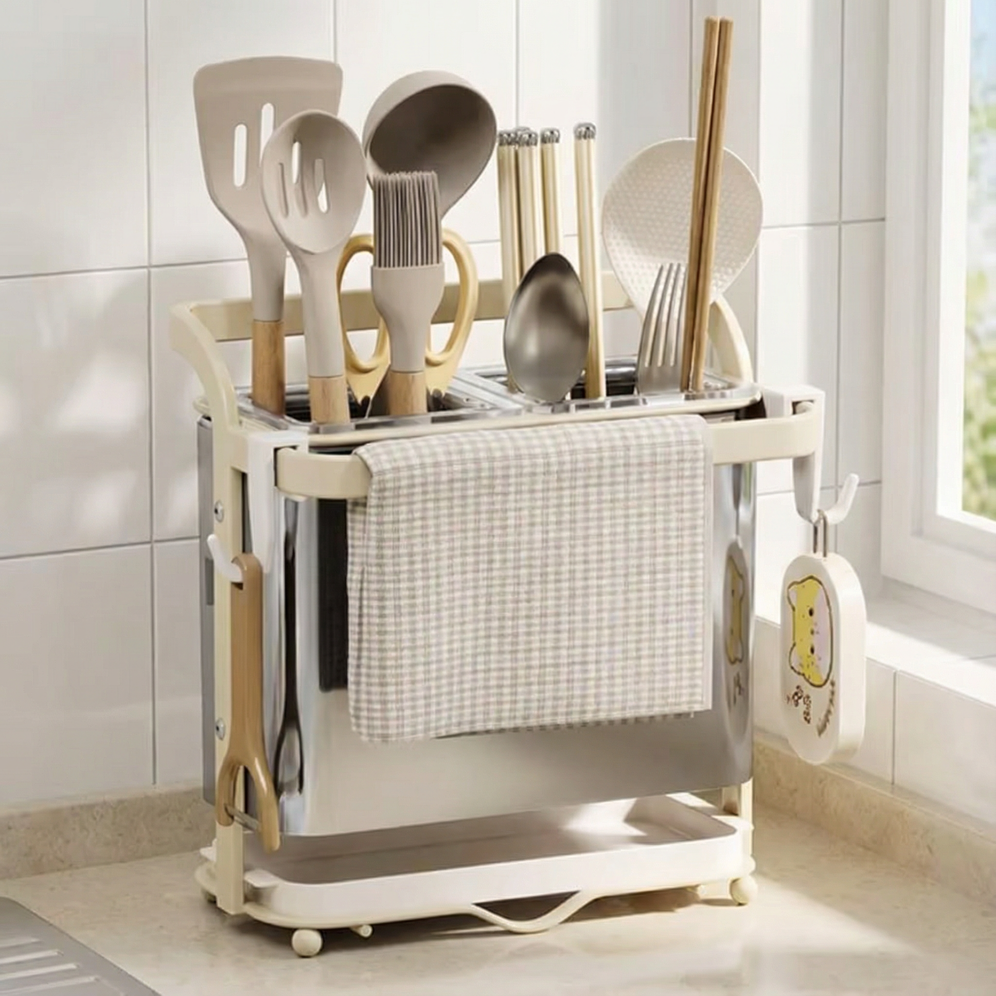 JUMILY筷子收纳盒厨房置物架家用筷子勺子放置沥水架台面壁挂两用