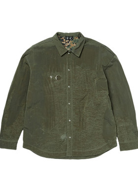 THUG CLUB Scarred Officer 25SS 男女复古做旧水洗绿色美式衬衫